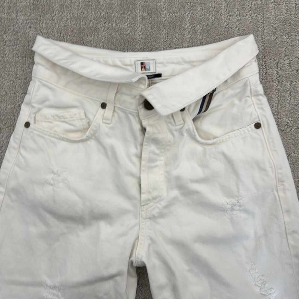 Jean Atelier Flip Straight Leg Jeans in White Sand distressed button fly - Picture 3 of 11